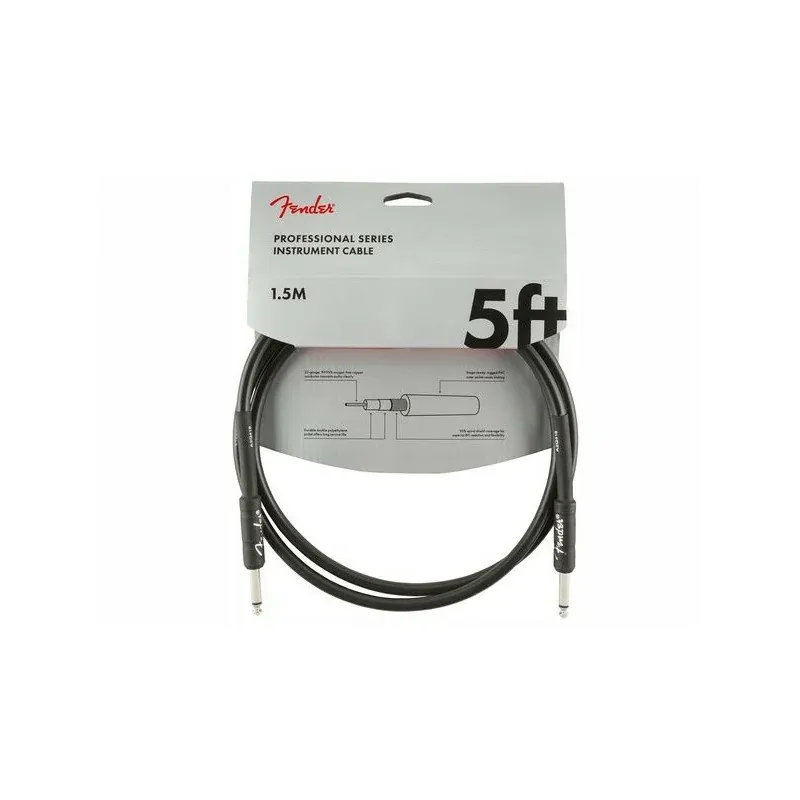 Fender Professional Cable 1.5m Black - Cavo jack1,5 metri Pagamento Sicuro