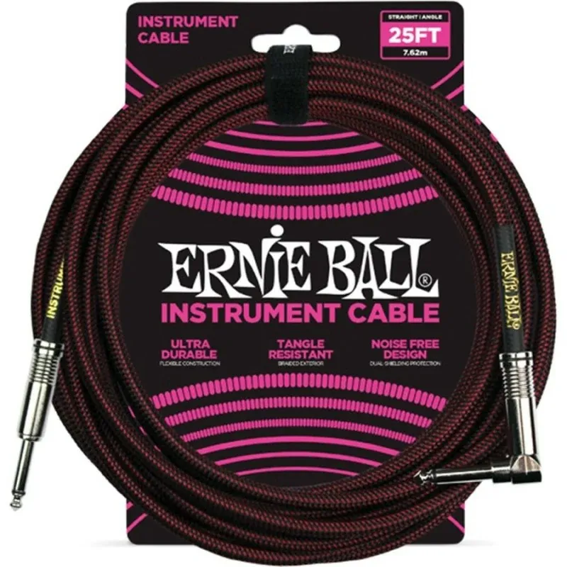 Ernie Ball 6062 Braided Black/Red - Cavo Jack-Jack Ultime Pezzi