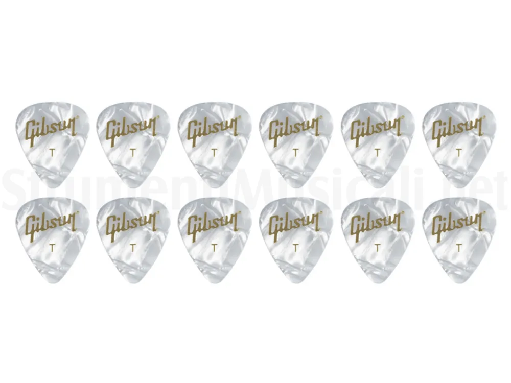 GIBSON Standard Guitar Picks Pearloid White Thin (12 pack) Solo Oggi