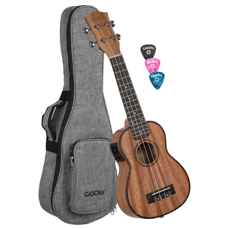 Promo Stagionale Cascha HH-2026E Soprano Ukulele Mahogany with pickup system (incl. Bag padded, 3 Picks)
