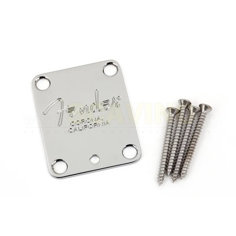 Fender 4-Bolt American Series Guitar Neck Plate with "Fender® Corona" Stamp (Chrome) Esclusivo