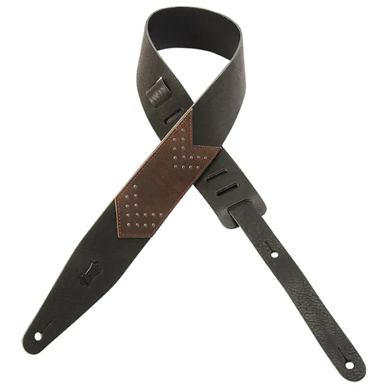 Subito Disponibile Levy‘s MV317CSH-BLK Tracolla in pelle conciata al vegetale con inserti metallici Black 2 1/2"