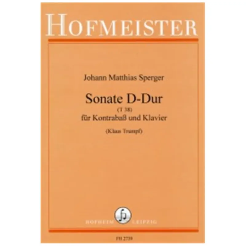 Consegna Rapida SPERGER SONATE D-DUR (T38) PER CONTRABBASSO E PIANOFORTE