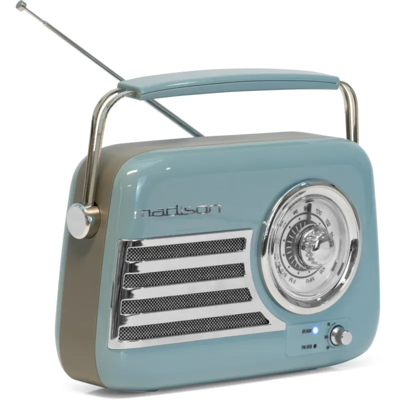 Madison Retro Radio con Bluetooth e FM (Blu) Offerta Limitata