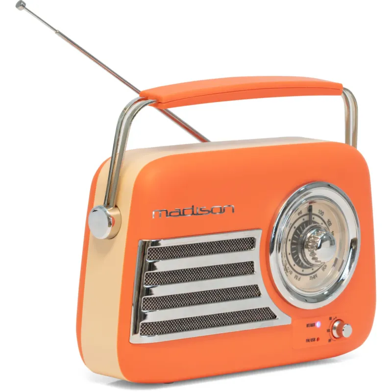 Madison Retro Radio con Bluetooth e FM (Arancione Opaco) A Buon Prezzo