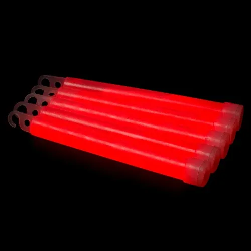 25 pezzi di bastoncini luminosi 6‘‘ con cordino (Rosso) Spedito Oggi