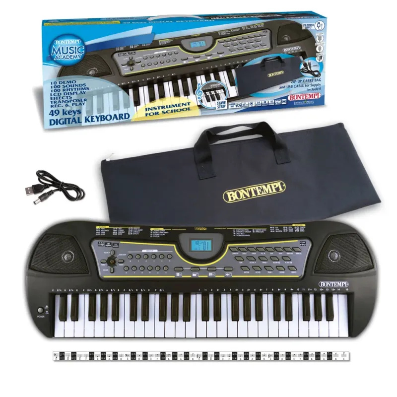 BONTEMPI 15 4909B TASTIERA DIGITALE 49 TASTI 4 OTTAVE CON DISPLAY LCD Economico