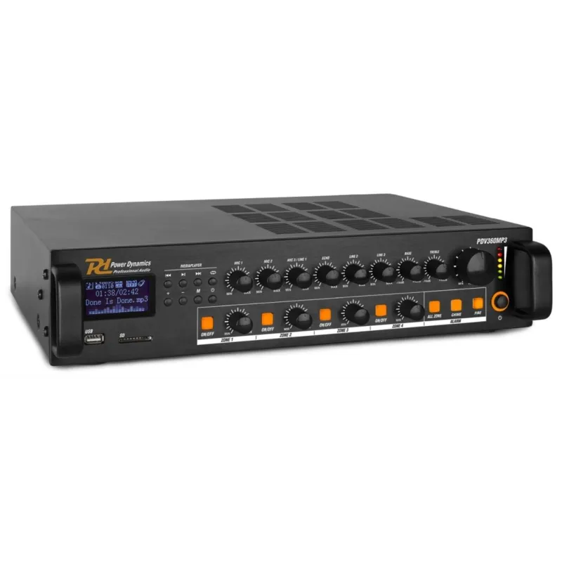Più Venduto Power dynamics pdv360mp3 360w/100v amplificatore 4 zone