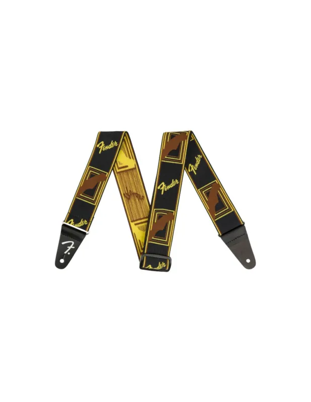 FENDER WEIGHLESS MONOGRAM STRAP Black/Yellow/Brown Promo Stagionale