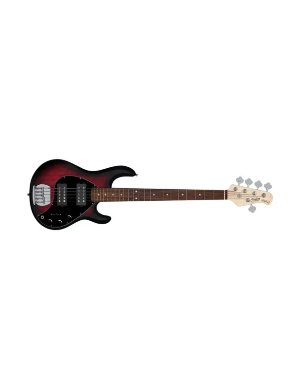 Affare Sterling by Music Man Stingray Ray5 HH Ruby Red Burst Satin